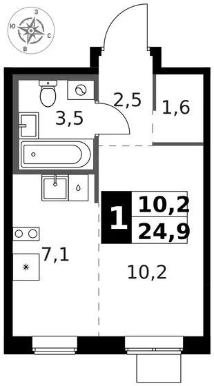 Квартира Студия, 25.5 м² ЖК «1-й Ясеневский» Фото 1 Квартира Студия, 25.5 м² ЖК «1-й Ясеневский» Фото 1