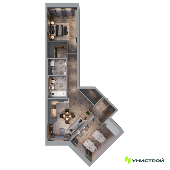 Планировка 2-комн. квартира, 89.4 м² ЖК «Statum»