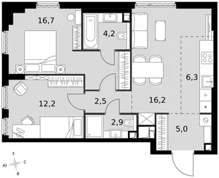 Квартира 3-комн. квартира, 66 м² ЖК «Sydney City» Фото 1 Квартира 3-комн. квартира, 66 м² ЖК «Sydney City» Фото 1
