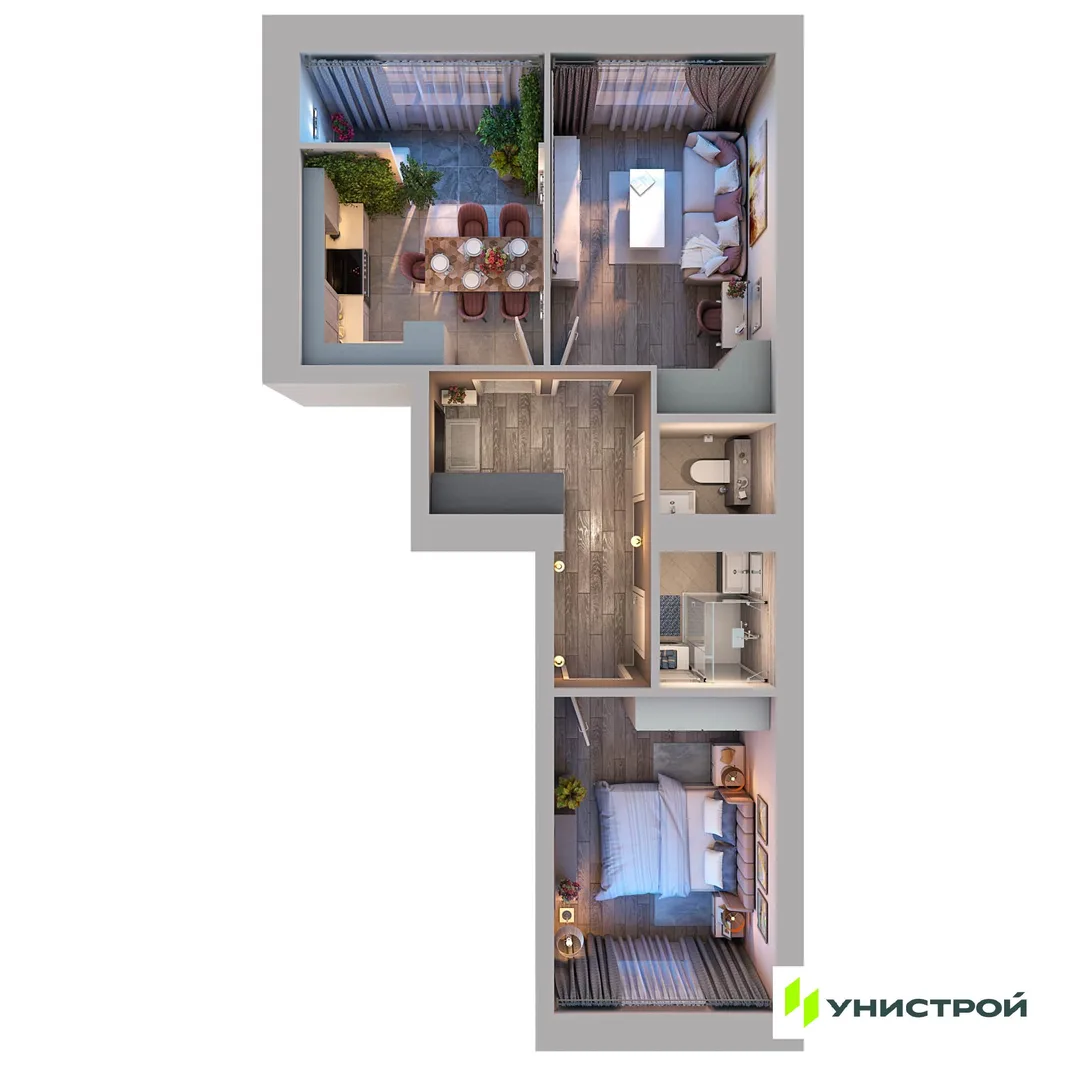 Планировка 2-комн. квартира, 52.41 м² ЖК «Весна-2»