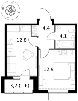 Квартира 1-комн. квартира, 35.8 м² ЖК «1-й Ясеневский» Фото 1 Квартира 1-комн. квартира, 35.8 м² ЖК «1-й Ясеневский» Фото 1