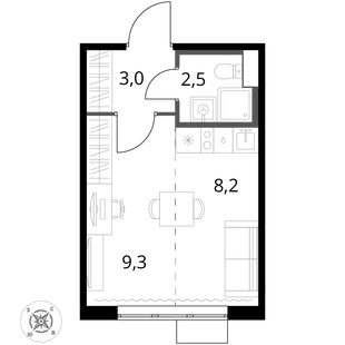 Квартира Студия, 23 м² ЖК «1-й Шереметьевский» Фото 1 Квартира Студия, 23 м² ЖК «1-й Шереметьевский» Фото 1