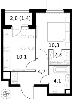 Квартира 1-комн. квартира, 32.9 м² ЖК «1-й Измайловский» Фото 1