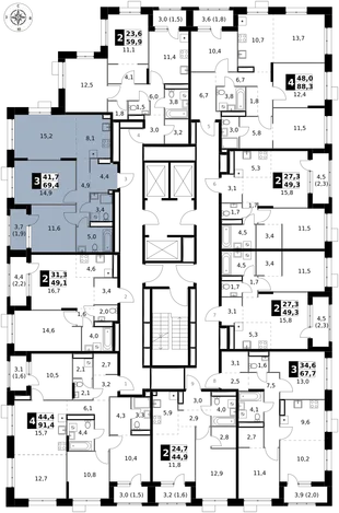 Квартира 3-комн. квартира, 69.4 м² ЖК «1-й Саларьевский» Фото 2 Квартира 3-комн. квартира, 69.4 м² ЖК «1-й Саларьевский» Фото 2