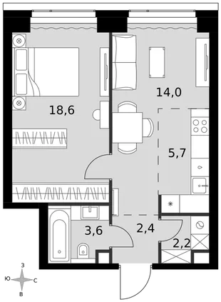 Квартира 2-комн. квартира, 46.5 м² ЖК «Amber Сity» Фото 1 Квартира 2-комн. квартира, 46.5 м² ЖК «Amber Сity» Фото 1