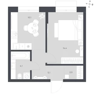 Квартира 1-комн. квартира, 35.7 м² ЖК «Флабеллум» Фото 1 Квартира 1-комн. квартира, 35.7 м² ЖК «Флабеллум» Фото 1