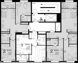 Квартира 2-комн. квартира, 59.81 м² ЖК «Патрики» Фото 1
