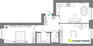 Планировка 2-комн. квартира, 61.55 м² ЖК «Лето»