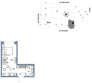 Планировка Студия, 25.78 м² ЖК «Остров-сад»