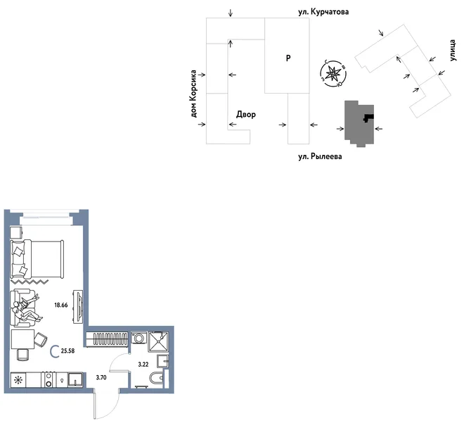 Планировка Студия, 25.78 м² ЖК «Остров-сад» Планировка Студия, 25.78 м² ЖК «Остров-сад»