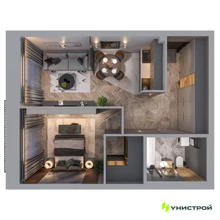 Планировка 1-комн. квартира, 41.22 м² ЖК «Statum»