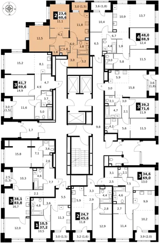 Квартира 2-комн. квартира, 60.6 м² ЖК «1-й Саларьевский» Фото 2 Квартира 2-комн. квартира, 60.6 м² ЖК «1-й Саларьевский» Фото 2