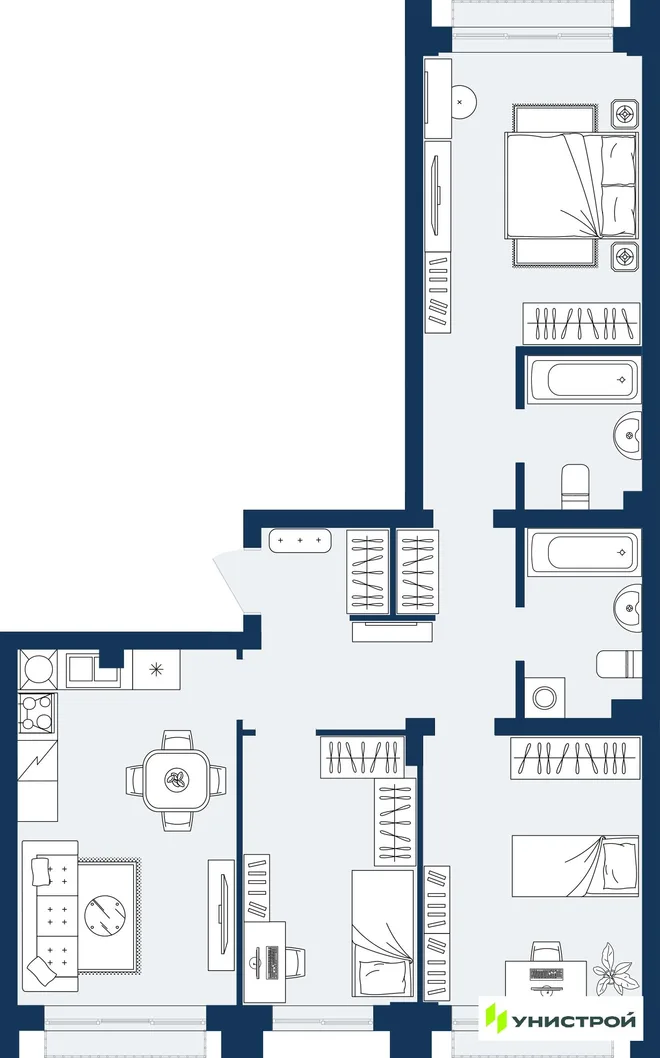 Планировка 3-комн. квартира, 77.93 м² ЖК «ГРАНД БЕРЕГ» Планировка 3-комн. квартира, 77.93 м² ЖК «ГРАНД БЕРЕГ»