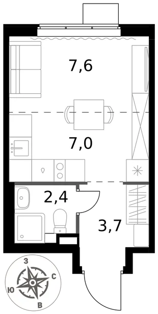 Квартира Студия, 20.7 м² ЖК «1-й Химкинский» Фото 1