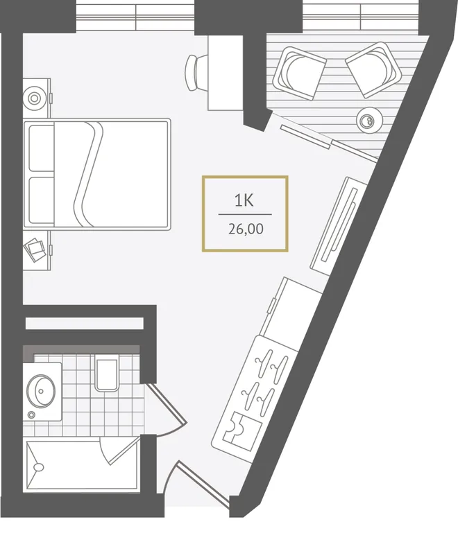 Планировка 1-комн. квартира, 26.4 м² ЖК «Гостиничный комплекс Greenmont» Планировка 1-комн. квартира, 26.4 м² ЖК «Гостиничный комплекс Greenmont»