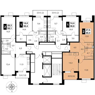 Квартира 2-комн. квартира, 60.4 м² ЖК «1-й Шереметьевский» Фото 1 Квартира 2-комн. квартира, 60.4 м² ЖК «1-й Шереметьевский» Фото 1