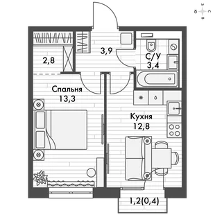 Квартира 1-комн. квартира, 36.6 м² ЖК «Фриссон» Фото 1
