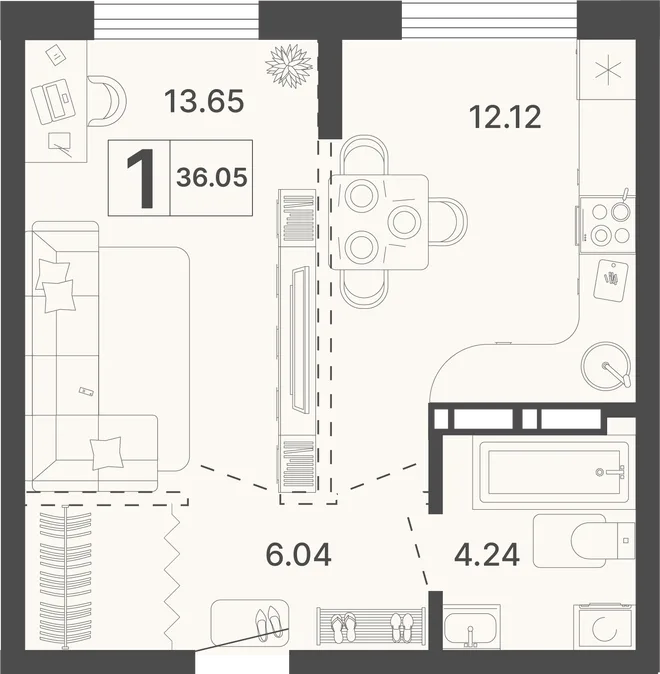 Планировка 1-комн. квартира, 36.05 м² ЖК «Светский лес» Планировка 1-комн. квартира, 36.05 м² ЖК «Светский лес»