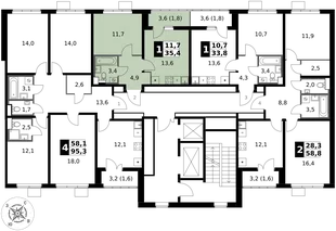 Квартира 1-комн. квартира, 35.4 м² ЖК «1-й Южный» Фото 2 Квартира 1-комн. квартира, 35.4 м² ЖК «1-й Южный» Фото 2