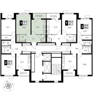 Квартира 1-комн. квартира, 41.7 м² ЖК «1-й Южный» Фото 2 Квартира 1-комн. квартира, 41.7 м² ЖК «1-й Южный» Фото 2