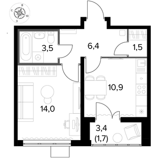 Квартира 1-комн. квартира, 38 м² ЖК «1-й Донской» Фото 1
