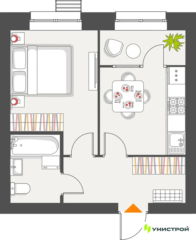 Планировка 1-комн. квартира, 35.01 м² ЖК «Атмосфера» Планировка 1-комн. квартира, 35.01 м² ЖК «Атмосфера»