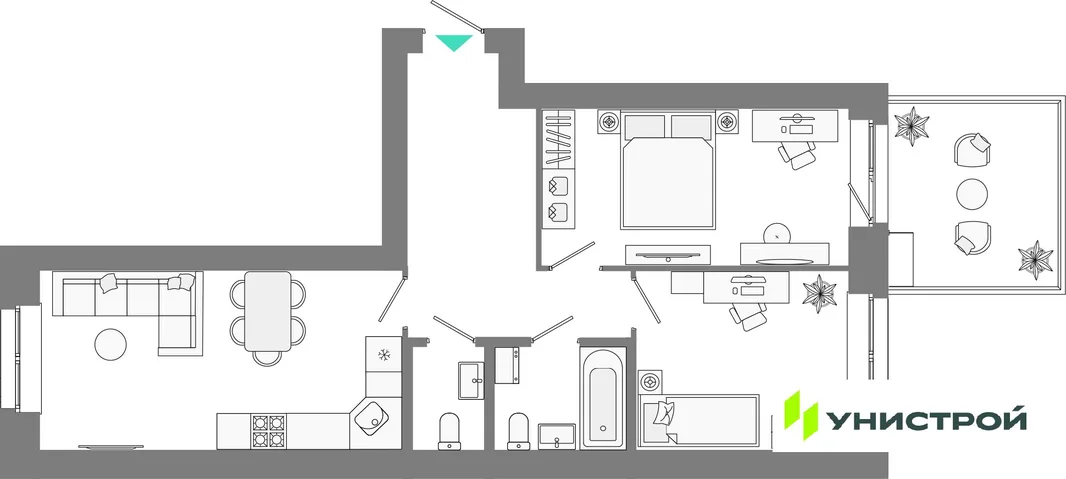 Планировка 2-комн. квартира, 62 м² ЖК «Лето»
