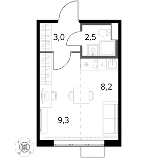 Квартира Студия, 23 м² ЖК «1-й Шереметьевский» Фото 1