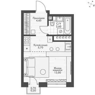 Квартира Студия, 28 м² ЖК «ФоРест» Фото 1 Квартира Студия, 28 м² ЖК «ФоРест» Фото 1