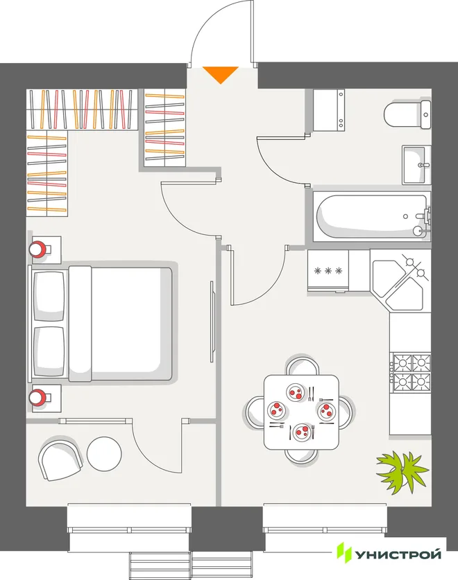 Планировка 1-комн. квартира, 34.44 м² ЖК «Атмосфера» Планировка 1-комн. квартира, 34.44 м² ЖК «Атмосфера»