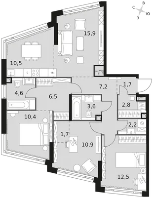 Квартира 4-комн. квартира, 90.5 м² ЖК «Rotterdam» Фото 1 Квартира 4-комн. квартира, 90.5 м² ЖК «Rotterdam» Фото 1