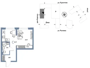 Планировка Студия, 30.77 м² ЖК «Остров-сад»