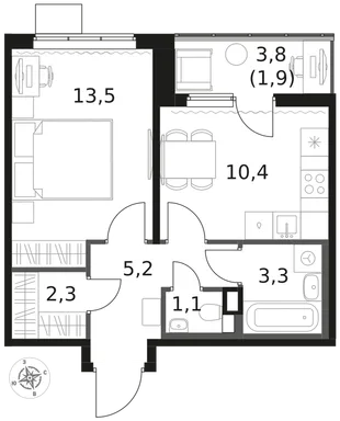 Квартира 1-комн. квартира, 37.7 м² ЖК «1-й Химкинский» Фото 1 Квартира 1-комн. квартира, 37.7 м² ЖК «1-й Химкинский» Фото 1