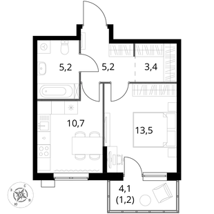 Квартира 1-комн. квартира, 39.2 м² ЖК «1-й Измайловский» Фото 1