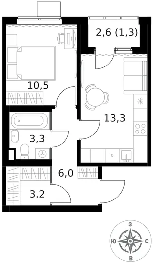 Квартира 1-комн. квартира, 37.6 м² ЖК «1-й Ясеневский» Фото 1 Квартира 1-комн. квартира, 37.6 м² ЖК «1-й Ясеневский» Фото 1
