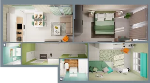Квартира 3-комн. квартира, 65.7 м² ЖК «Город природы» Фото 1