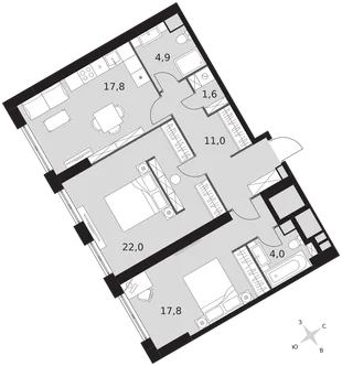 Квартира 3-комн. квартира, 79.1 м² ЖК «Архитектор» Фото 1 Квартира 3-комн. квартира, 79.1 м² ЖК «Архитектор» Фото 1