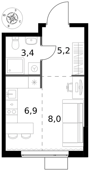 Квартира Студия, 23.5 м² ЖК «1-й Измайловский» Фото 1