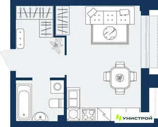 Планировка 1-комн. квартира, 28.92 м² ЖК «ГРАНД БЕРЕГ»