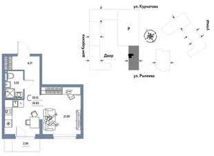 Планировка Студия, 33.11 м² ЖК «Остров-сад»