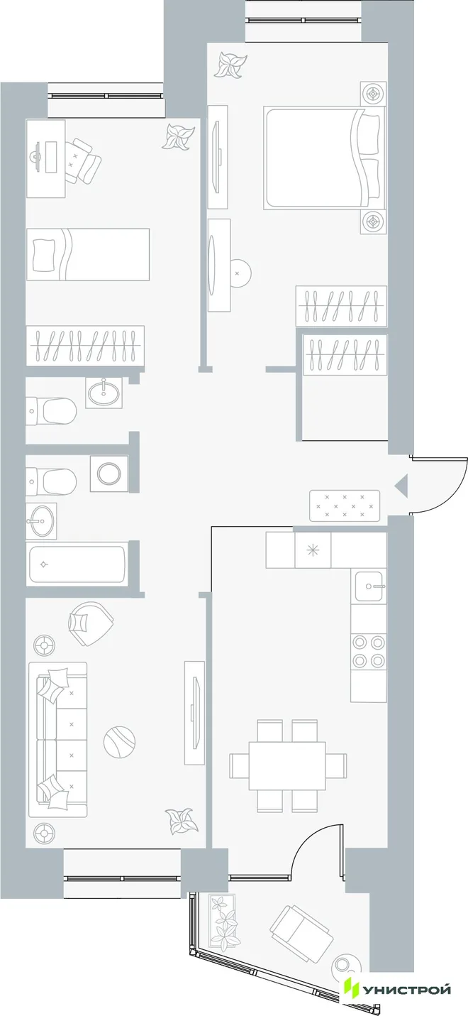 Планировка 3-комн. квартира, 75.61 м² ЖК «Причал» Планировка 3-комн. квартира, 75.61 м² ЖК «Причал»