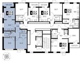 Квартира 3-комн. квартира, 62.1 м² ЖК «1-й Южный» Фото 2 Квартира 3-комн. квартира, 62.1 м² ЖК «1-й Южный» Фото 2