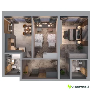 Планировка 2-комн. квартира, 57.53 м² ЖК «Statum»