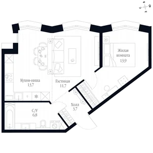 Квартира 2-комн. квартира, 49.8 м² ЖК «Фордевинд» Фото 1 Квартира 2-комн. квартира, 49.8 м² ЖК «Фордевинд» Фото 1
