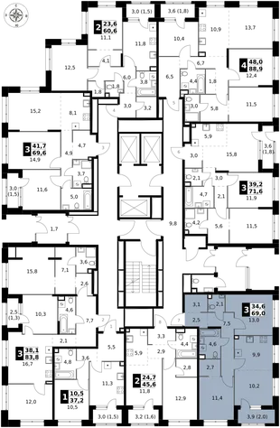 Квартира 3-комн. квартира, 69 м² ЖК «1-й Саларьевский» Фото 2 Квартира 3-комн. квартира, 69 м² ЖК «1-й Саларьевский» Фото 2