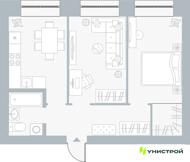 Планировка 2-комн. квартира, 50.7 м² ЖК «Причал» Планировка 2-комн. квартира, 50.7 м² ЖК «Причал»