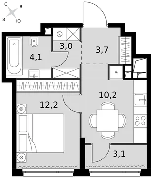 Квартира 1-комн. квартира, 36.3 м² ЖК «Sydney City» Фото 1 Квартира 1-комн. квартира, 36.3 м² ЖК «Sydney City» Фото 1