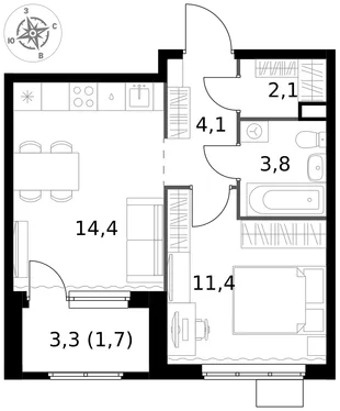 Квартира 1-комн. квартира, 37.5 м² ЖК «1-й Химкинский» Фото 1 Квартира 1-комн. квартира, 37.5 м² ЖК «1-й Химкинский» Фото 1