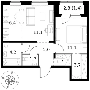 Квартира 2-комн. квартира, 46.3 м² ЖК «1-й Ясеневский» Фото 1 Квартира 2-комн. квартира, 46.3 м² ЖК «1-й Ясеневский» Фото 1