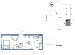 Планировка Студия, 31.61 м² ЖК «Уральский сад»